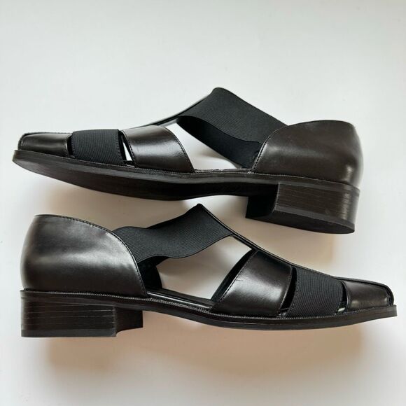 Mootsies Tootsies Fisherman Black Leather Strappy Slip On Size 9 Cut Out Grunge - Picture 4 of 9